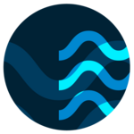 Dark blue circle with light blue waves