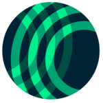 Dark green circle with light green lines