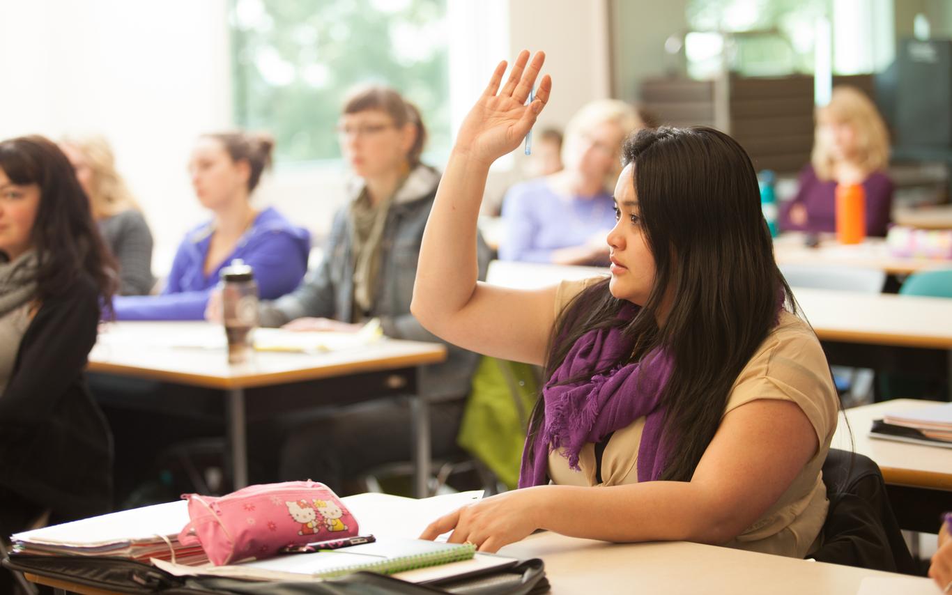 Student sitting in classroom